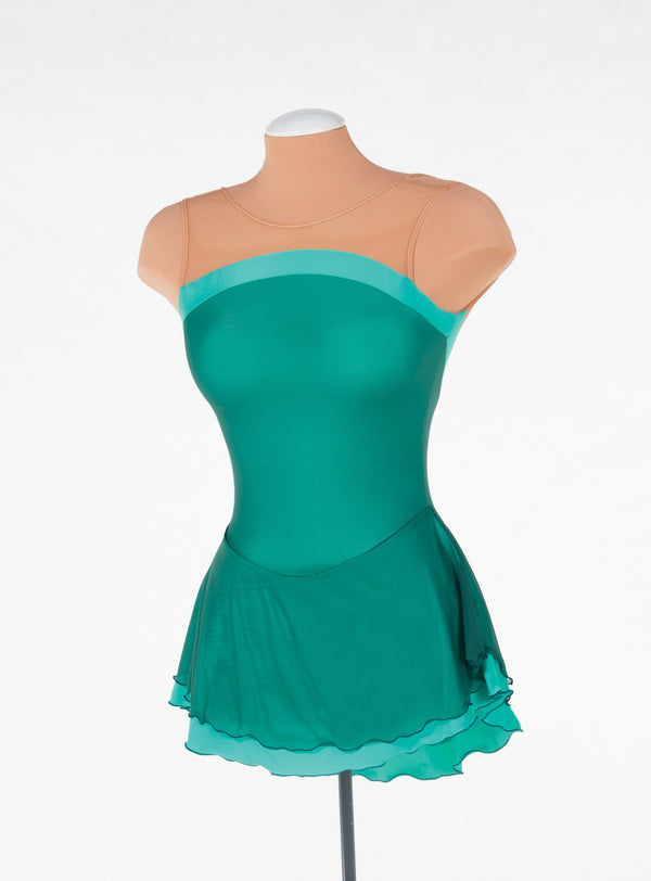 Solitaire Ready to Ship Mesh Overlay Unbeaded Skating Dress - Aspen
