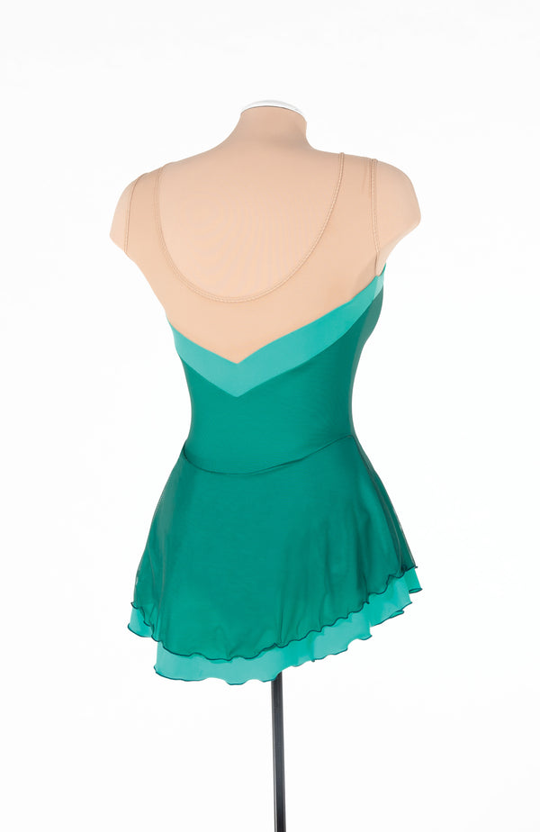Solitaire Ready to Ship Mesh Overlay Unbeaded Skating Dress - Aspen