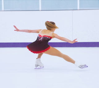 Solitaire Mesh Overlay Beaded Skating Dress - Ember