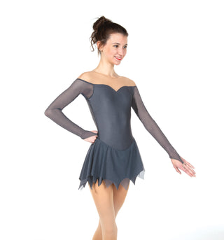 Solitaire Icicle Hem Ubeaded Skating Dress - Silver