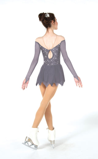 Solitaire Icicle Hem Ubeaded Skating Dress - Silver