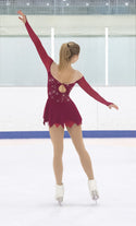 Solitaire Icicle Hem Beaded Skating Dress - Wine
