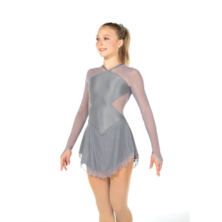 Solitaire Ready to Ship Side Cutout Unbeaded Skating Dress - Silver