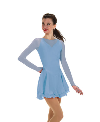 Solitaire Low Scoop Back Unbeaded Skating Dress - Crystal Blue