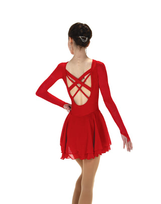 Solitaire Low Scoop Back Unbeaded Skating Dress - Red