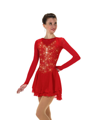 Solitaire Low Scoop Back Beaded Skating Dress - Red