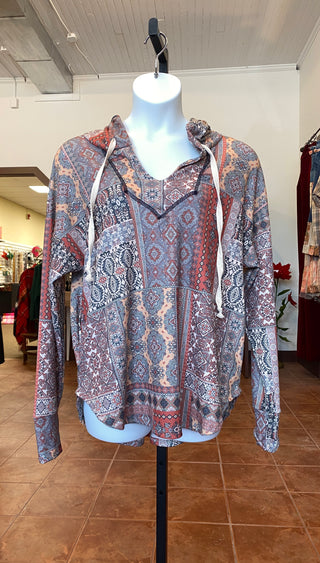 Ready to Ship Patchwork Curvy Hoodie - Northern Ice and Dance