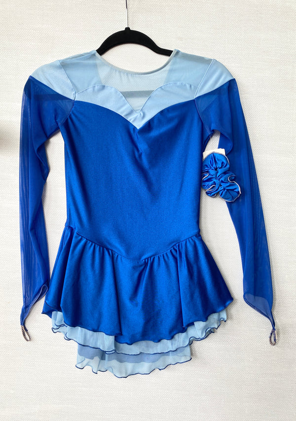 Solitaire Ready to Ship Shaded Sweetheart Unbeaded Skating Dress - Royal Blue