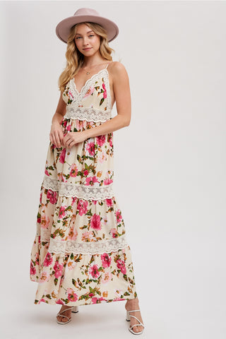bluivy maxi dress Wholesale V-NECK LACE TRIM MAXI DRESS for your store