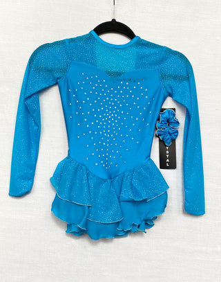 Jerry's Ready to Ship Crystal Kisses #614 Beaded Skating Dress - Turquoise