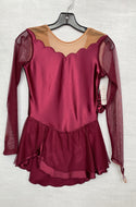 Solitaire Ready to Ship Scalloped Unbeaded Skating Dress - Bordeaux
