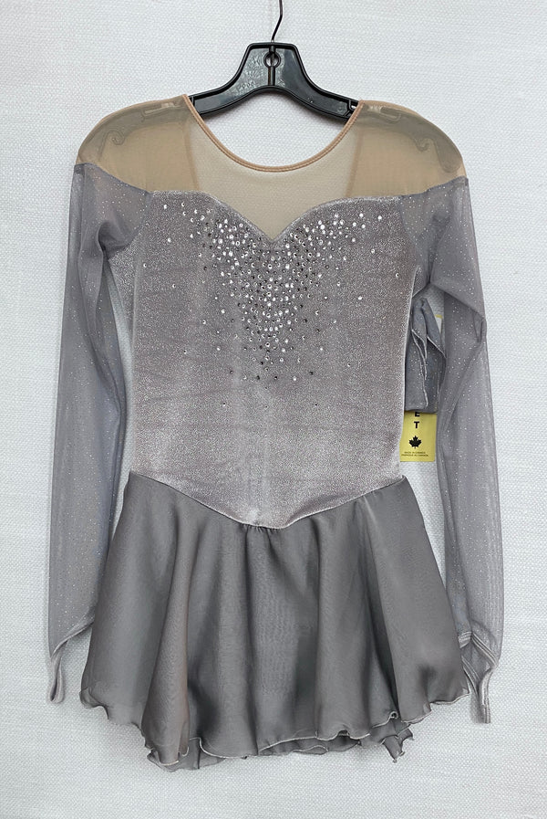 Jerry's Ready to Ship Platinum #577 Beaded Skating Dress Adult Small Jerry's Ready to Ship Platinum #577 Beaded Skating Dress Adult Small