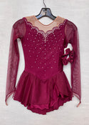 Solitaire Ready to Ship Scalloped Beaded Skating Dress - Bordeaux