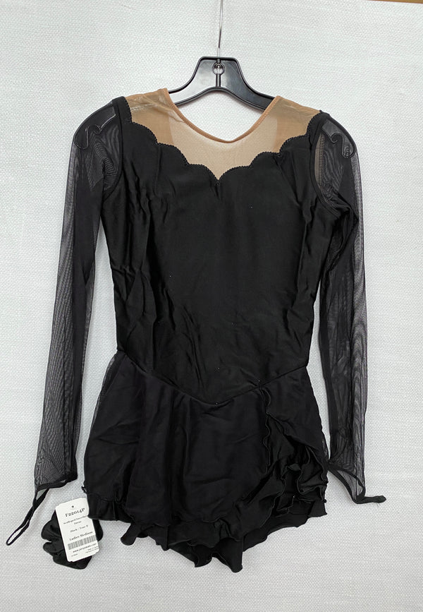 Solitaire Ready to Ship Scalloped Unbeaded Skating Dress - Black