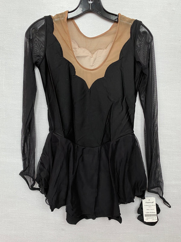 Solitaire Ready to Ship Scalloped Unbeaded Skating Dress - Black