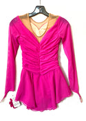 Solitaire Ready to Ship Soft Ruched Skating Dress - Fuchsia