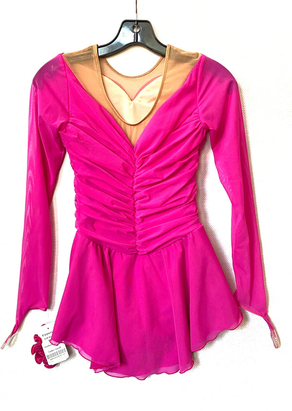 Solitaire Ready to Ship Soft Ruched Skating Dress - Fuchsia