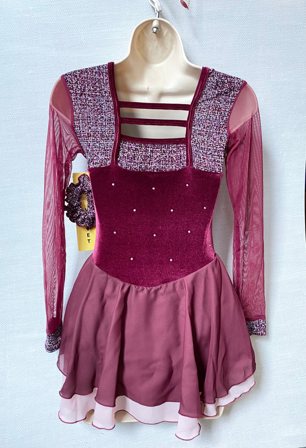 Jerry's Ready to Ship Quadrangle #43 Beaded Skating Dress - Bordeaux