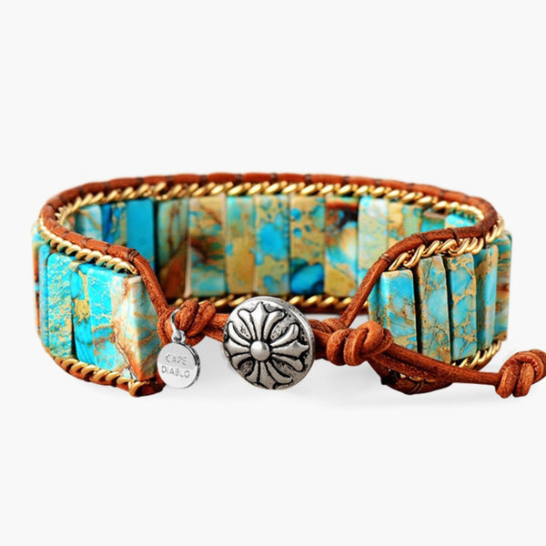 Ready to Ship Turquoise & Jasper Cuff Bracelet - Northern Ice and Dance