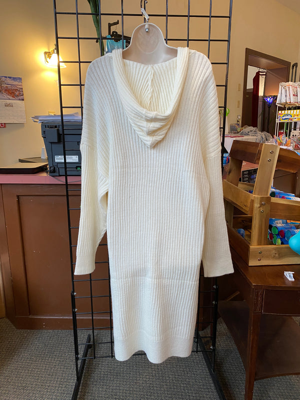 Ready to Ship Ivory Hoodie Sweater Dress - Northern Ice and Dance