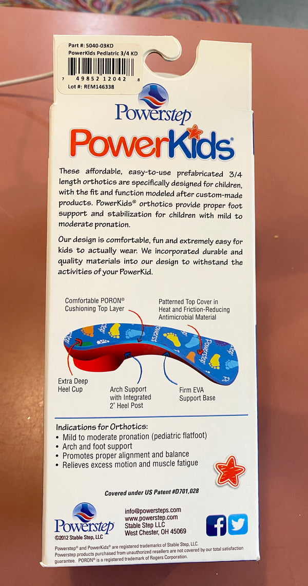PowerStep Ready to Ship Pinnacle Jr 3/4 Orthotic Insoles