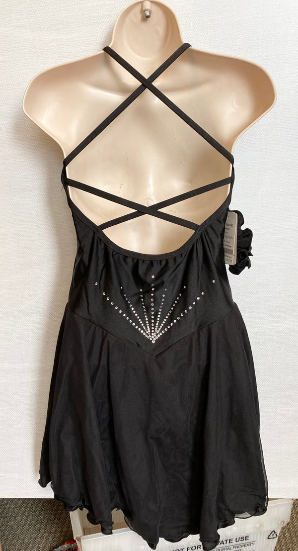 Solitaire Ready to Ship Empire Lightly Beaded Skating Dress - Black
