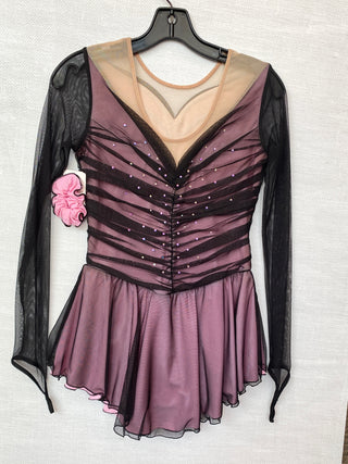 Solitaire Ready to Ship Shadow Color Beaded Skating Dress - Pink - Northern Ice and Dance