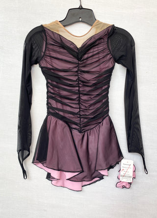 Solitaire Ready to Ship Shadow Color Unbeaded Skating Dress - Pink - Northern Ice and Dance