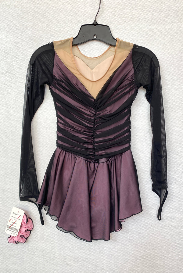 Solitaire Ready to Ship Shadow Color Unbeaded Skating Dress - Pink - Northern Ice and Dance