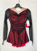 Solitaire Ready to Ship Shadow Color Unbeaded Skating Dress - Red