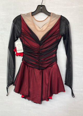 Solitaire Ready to Ship Shadow Color Unbeaded Skating Dress - Red