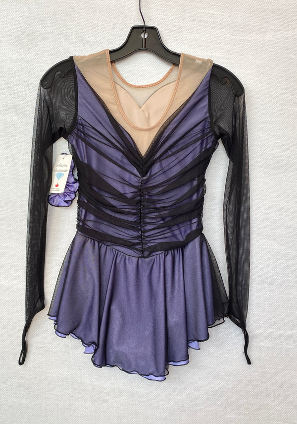 Solitaire Ready to Ship Shadow Color Unbeaded Skating Dress - Purple - Northern Ice and Dance