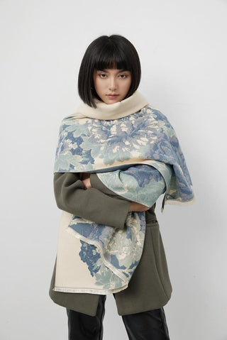 Ready to Ship Reversible Wrap - Blue Blooms - Northern Ice and Dance