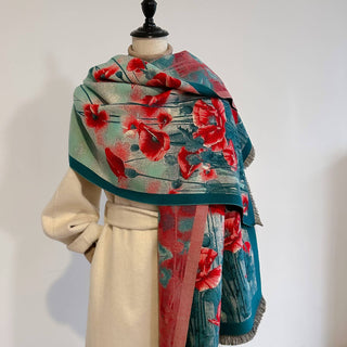 Ready to Ship Reversible Wrap - Poppies - Northern Ice and Dance