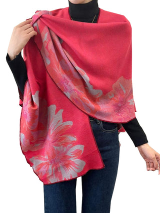 Ready to Ship Reversible Shawl - Pink Rose - Northern Ice and Dance