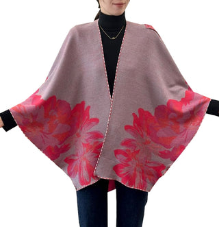 Ready to Ship Reversible Shawl - Pink Rose - Northern Ice and Dance