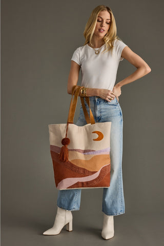 Ready to Ship Moon Scene Tote Bag - Northern Ice and Dance