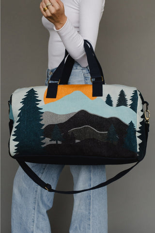 Ready to Ship Mountain Scene Duffle Bag - Northern Ice and Dance