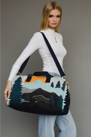 Ready to Ship Mountain Scene Duffle Bag - Northern Ice and Dance