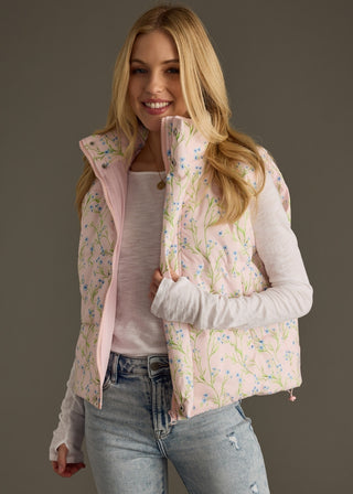 Ready to Ship Floral Puffer Vest - Northern Ice and Dance