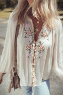 Ready to Ship Embroidered Poet Shirt - Northern Ice and Dance