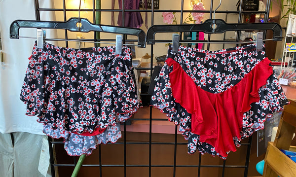 Jerry's Ready to Ship Double Back Skating Skirt - Snow Daisy (Red) - Northern Ice and Dance