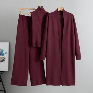 Ready to Ship 3 Piece Knit Set - Wine