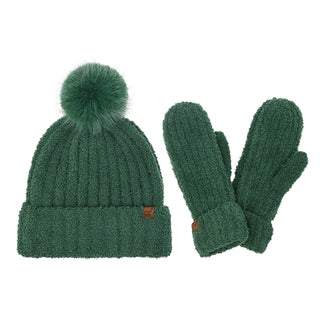 CC Beanie Ready to Ship Hat & Mittens Set - Green