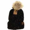 CC Beanie Ready Ship Lined Pom Hat - Black