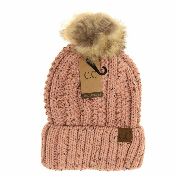 CC Beanie Ready Ship Lined Pom Hat - Indie Pink