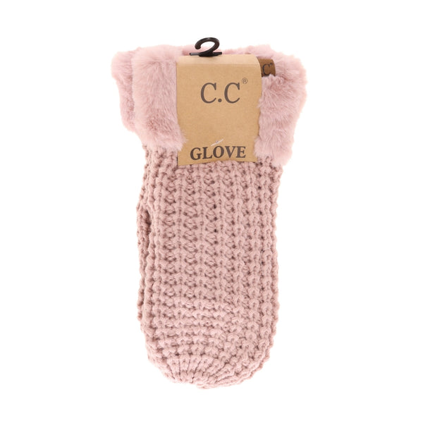 CC Beanie Ready to Ship Waffle Knit Mittens - Rose