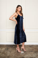 Ready to Ship Crushed Velvet Dress - Navy