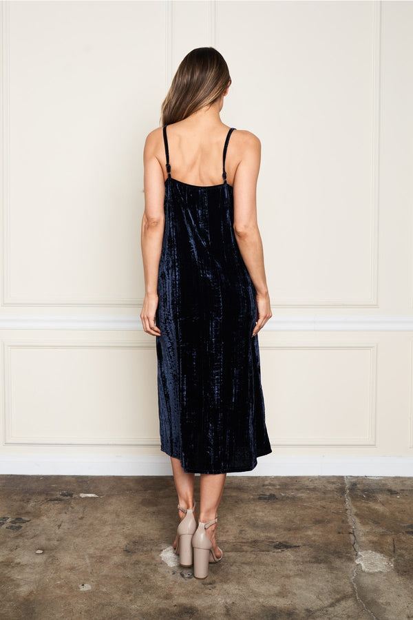 Ready to Ship Crushed Velvet Dress - Navy