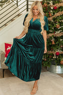 Ready to Ship Green Velvet Midi Dress